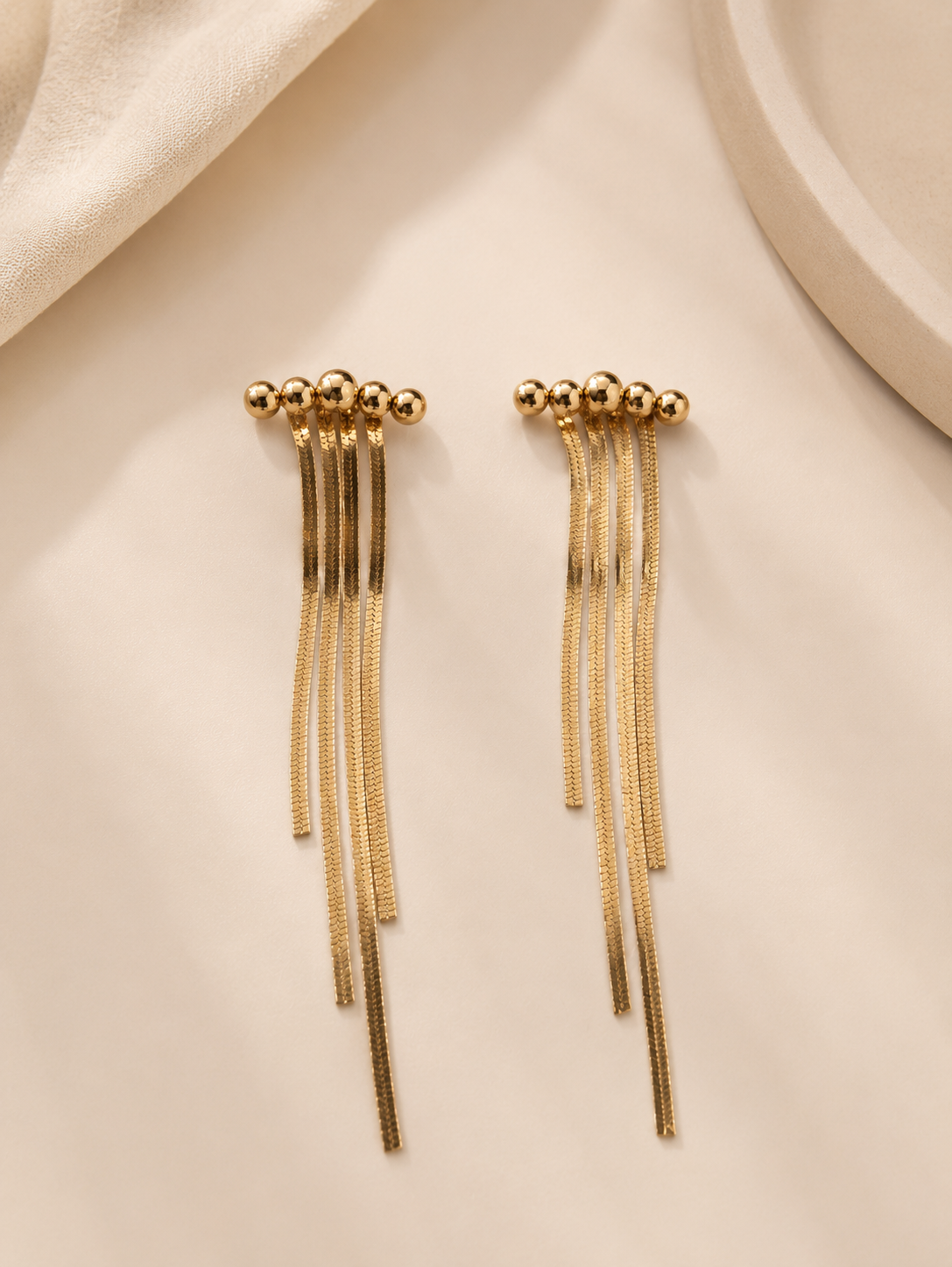 2 in 1 Golden Tassel Earrings