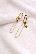 Golden Star & Pearl Drop Earrings