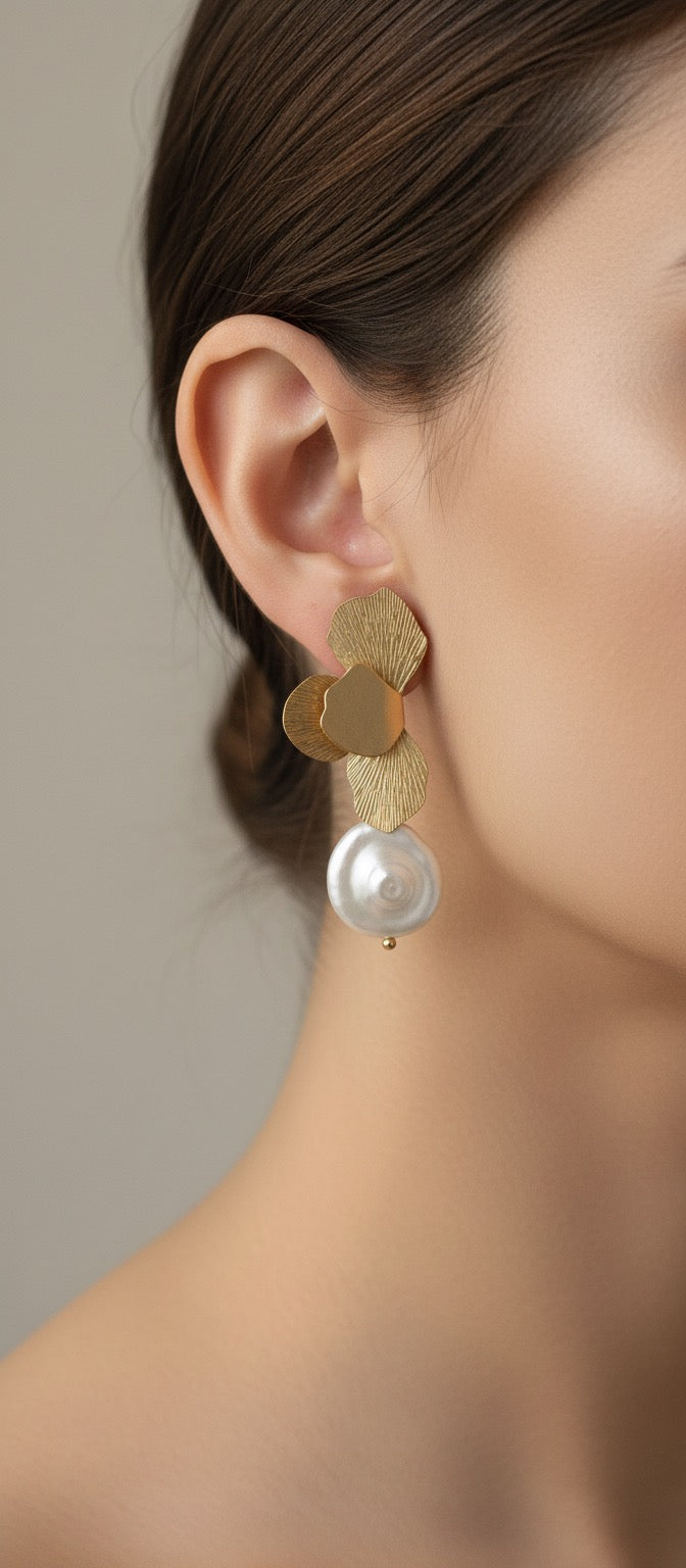 Floral Coin Pearl Drops