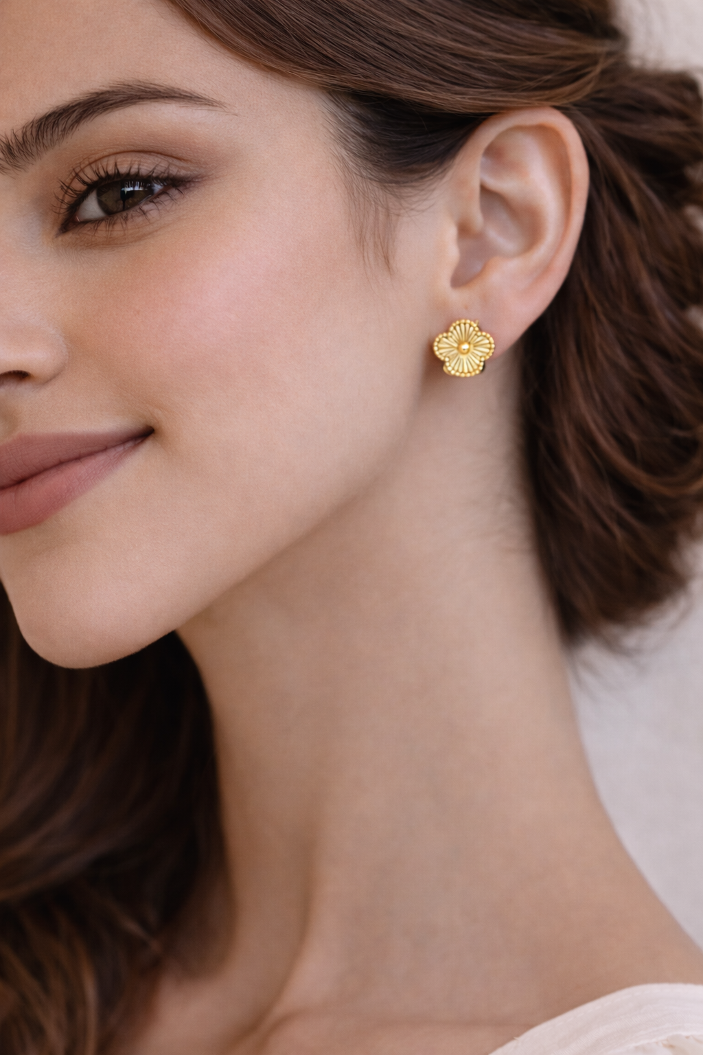 Golden Clover Hoop Earring