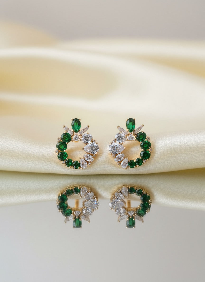 Green Aura Hoop Earring