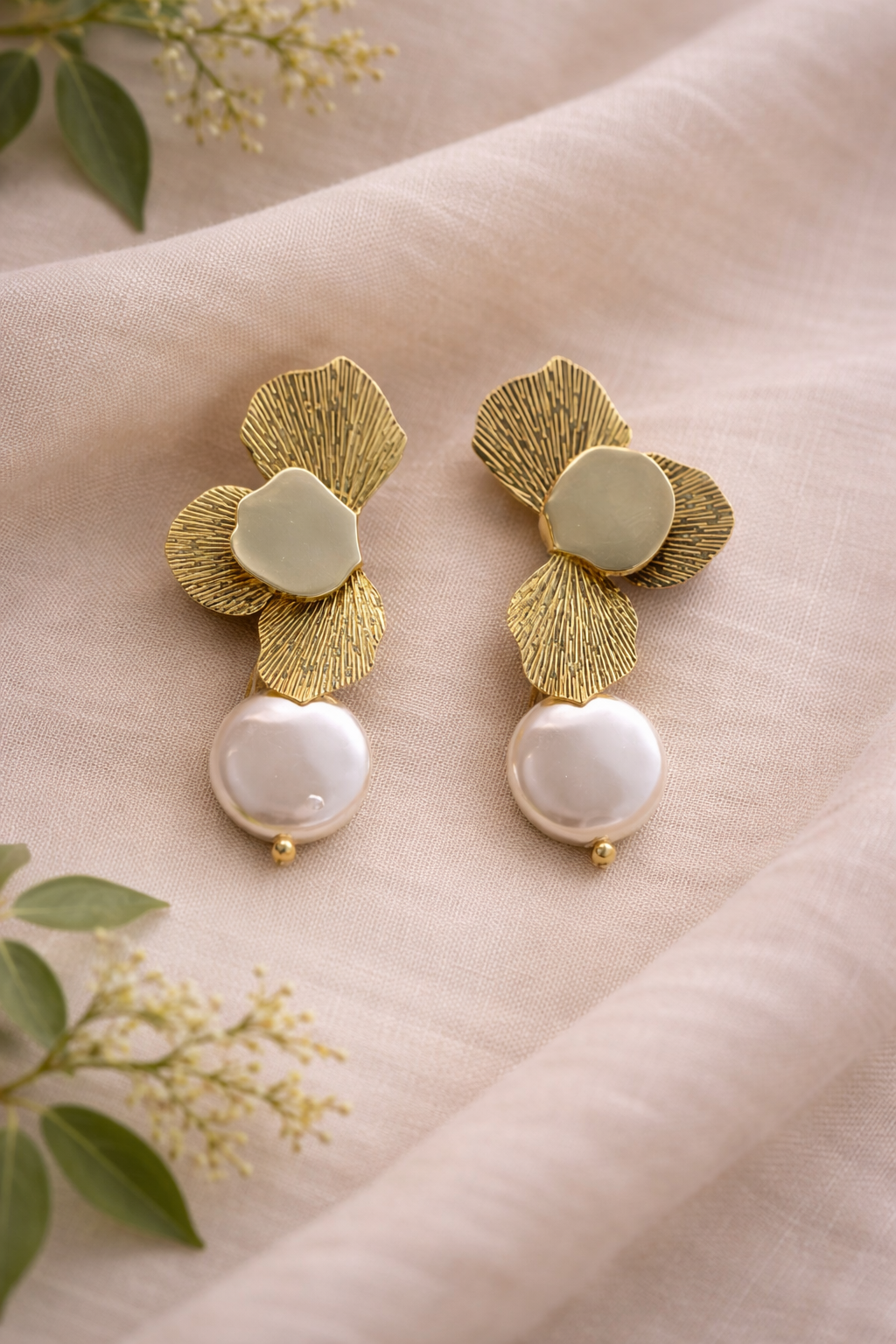 Floral Coin Pearl Drops