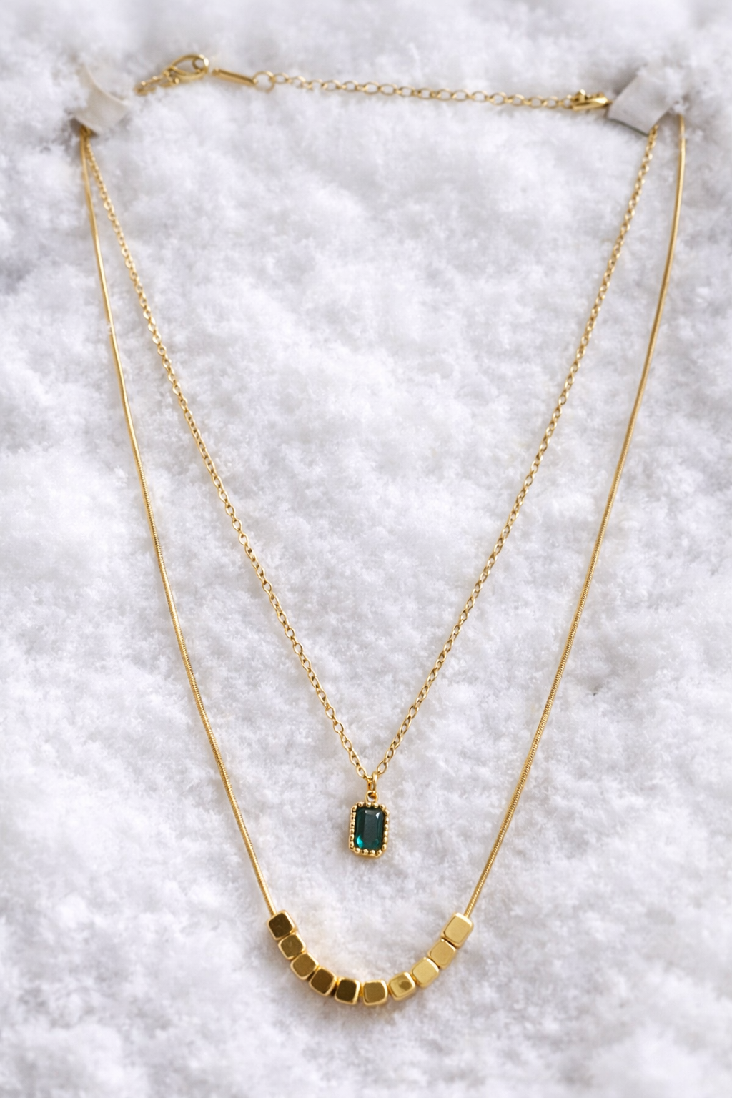 Double layered Green Pendant Chain