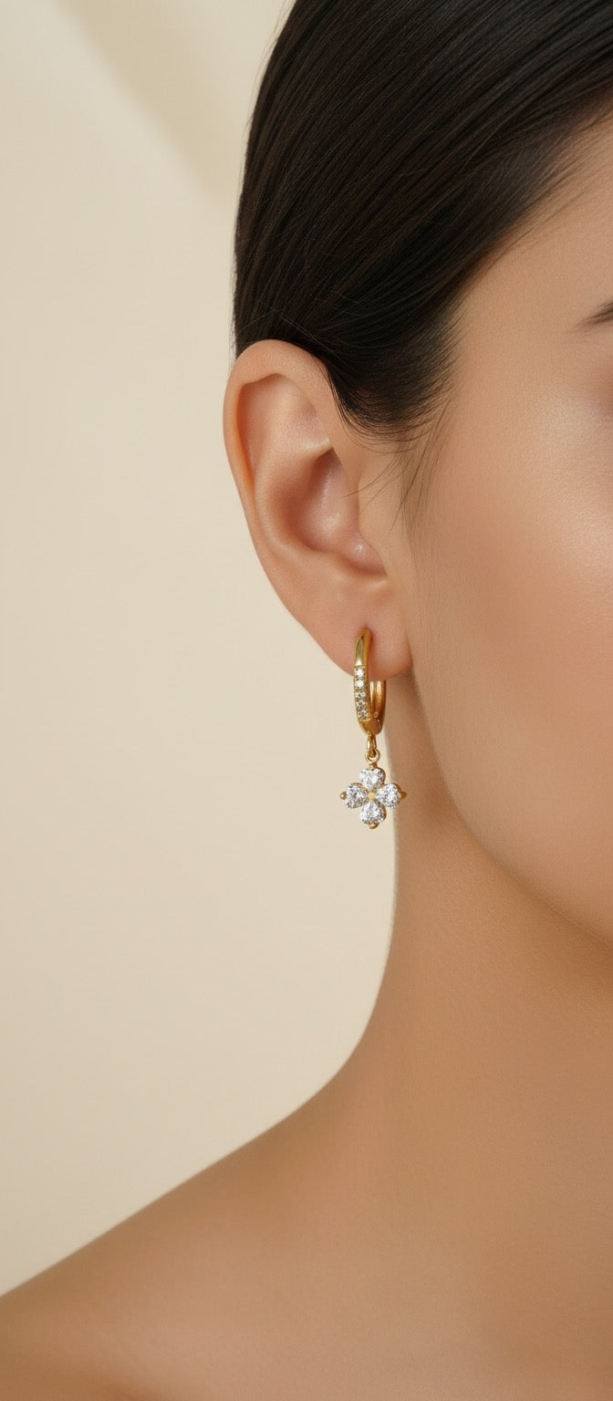 Crystal Clover Leaf Hoops