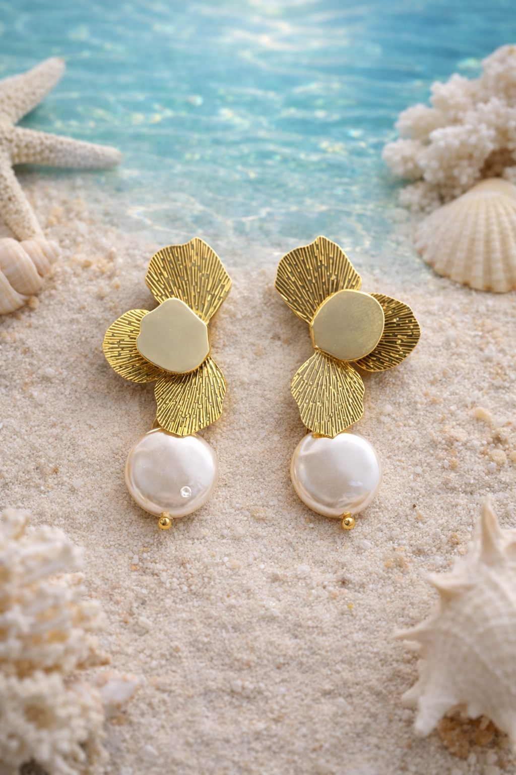 Floral Coin Pearl Drops