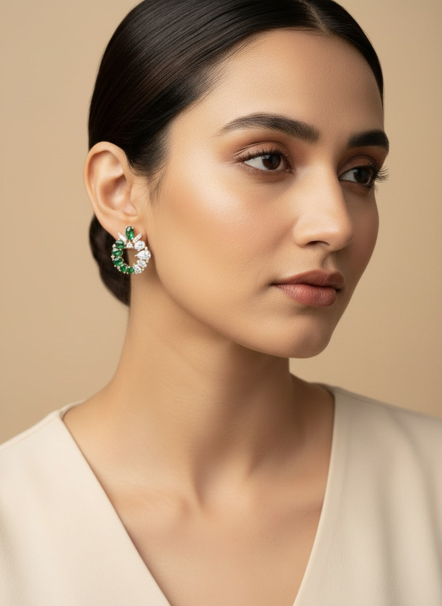 Green Aura Hoop Earring
