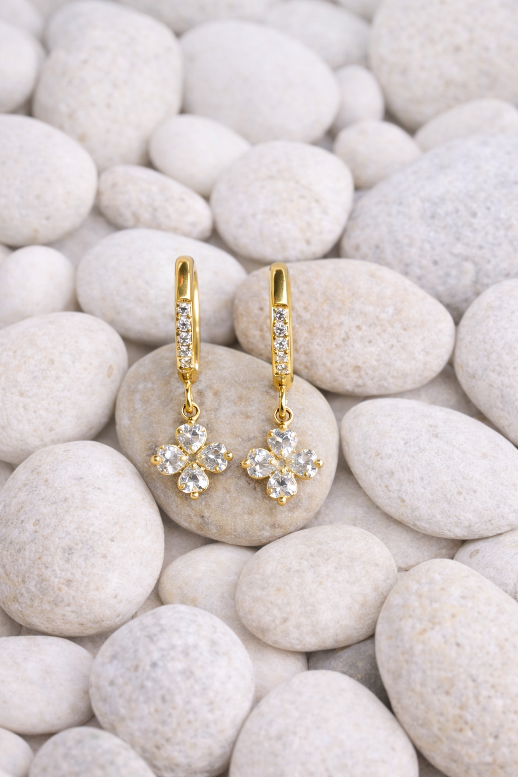 Crystal Clover Leaf Hoops