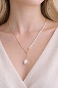 Half and Half Pearl and Gold Necklace