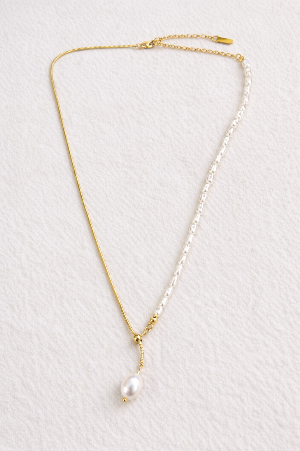 Half and Half Pearl and Gold Necklace
